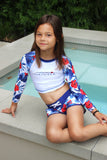 Girl's Blue Hawaii Rashguard Long Sleeve